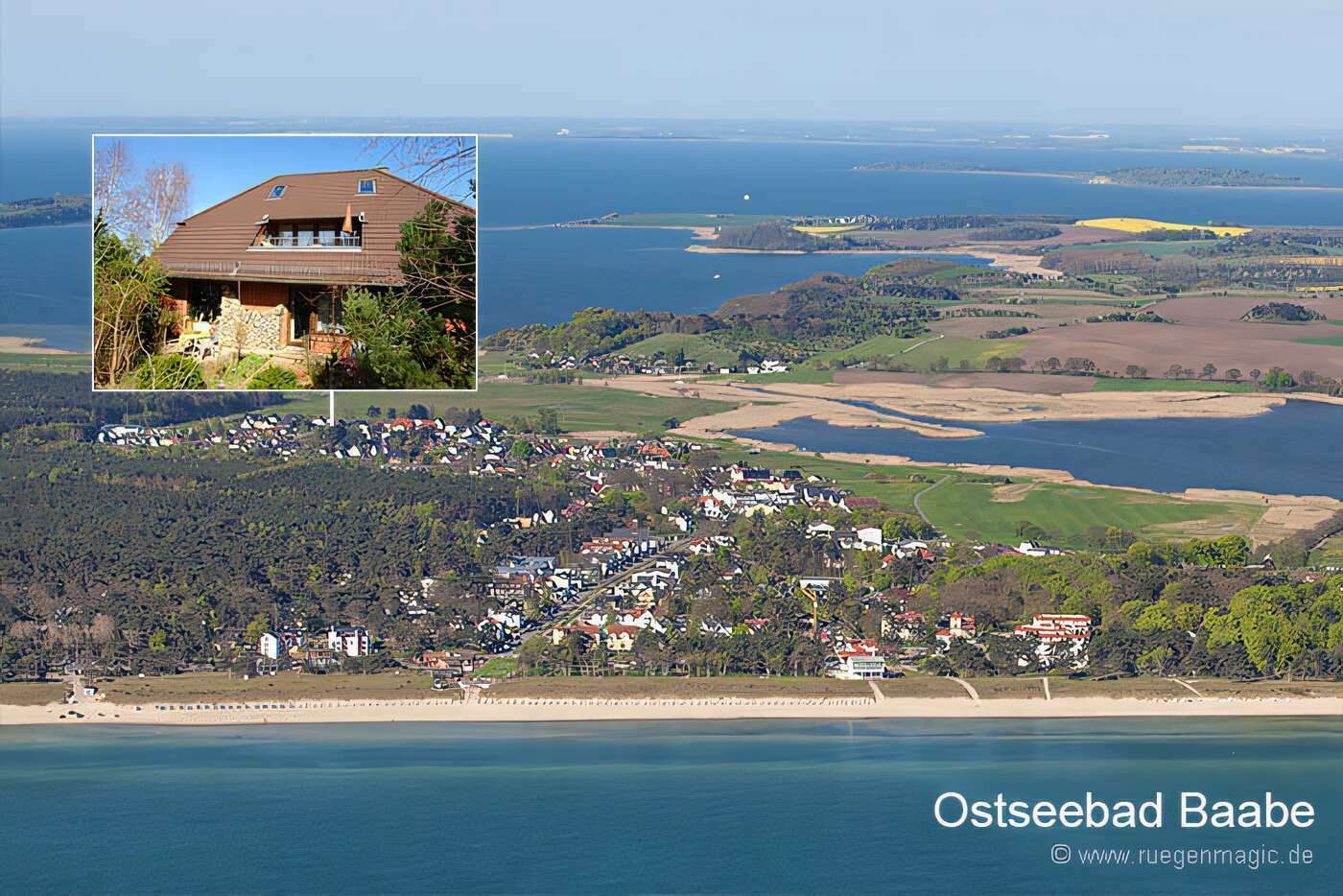 Luftaufnahme mit Lage des Ferienwohnung im Ostseebad Baabe