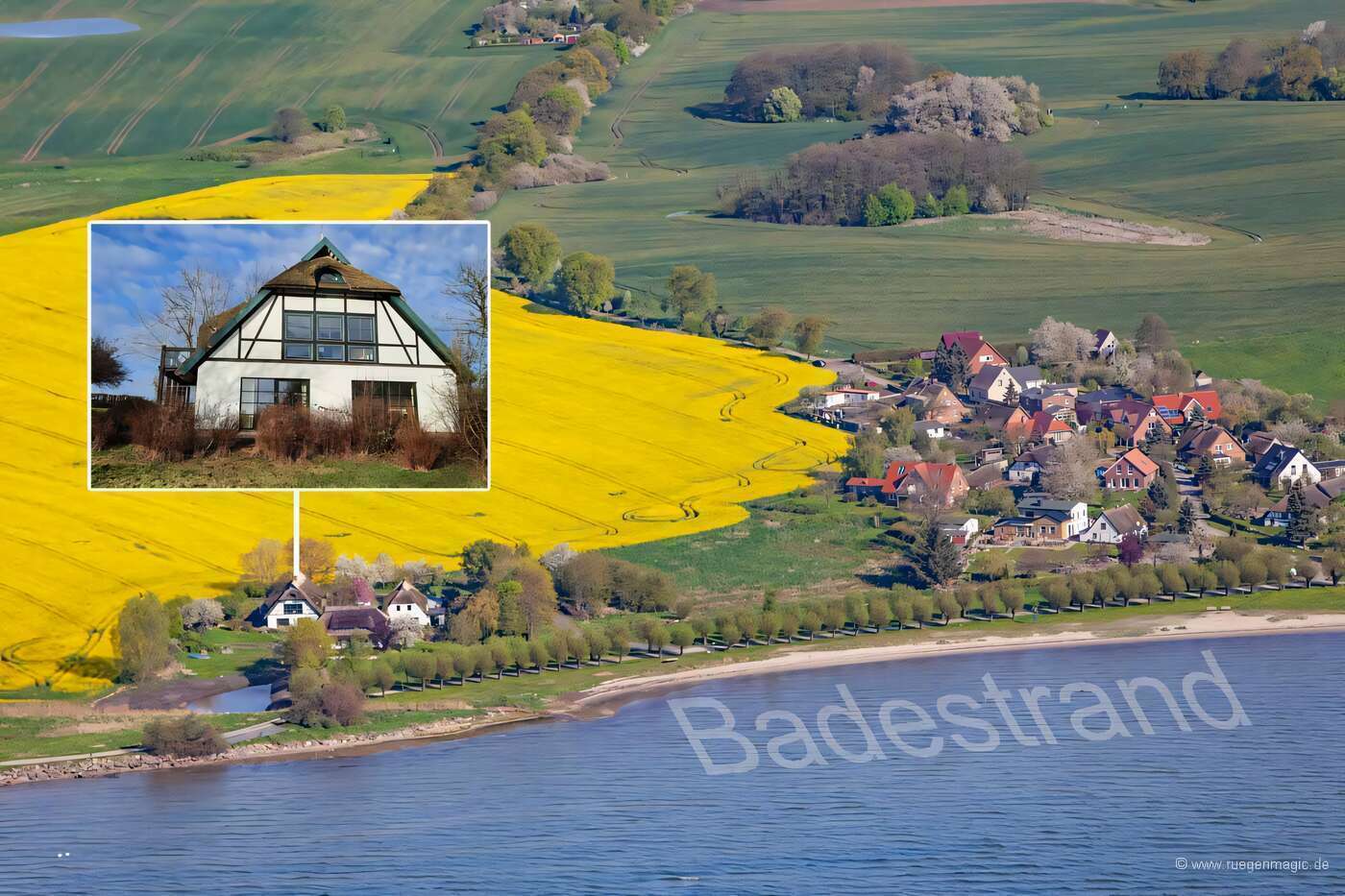 Luftaufnahme von Neuendorf mit Lage der des Hauses
